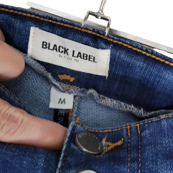 Black Label Medium Wash High Rise Button Fly Flare Jeans Women's Medium 1085 - Picture 4 of 7